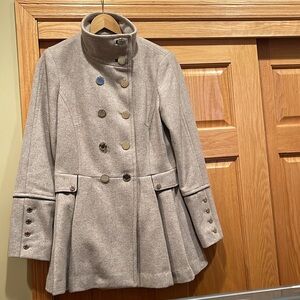 Calvin Klein Khaki Wool Pea Coat